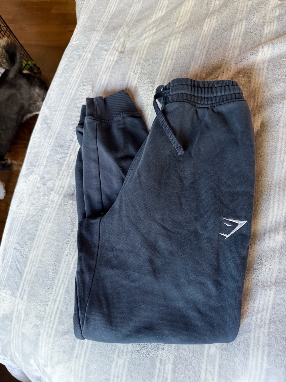 Gymshark Navy Sweatpants with Logo Tag